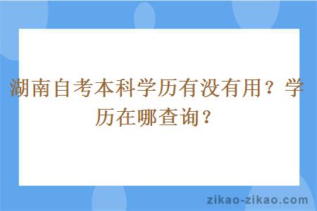 湖南自考本科学历有没有用?学历在哪查询?