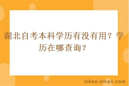 湖北自考本科学历有没有用?学历在哪查询?