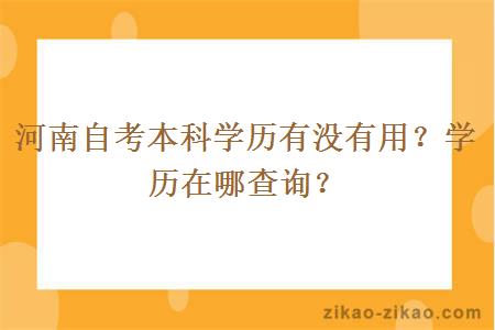 河南自考本科学历有没有用?学历在哪查询?