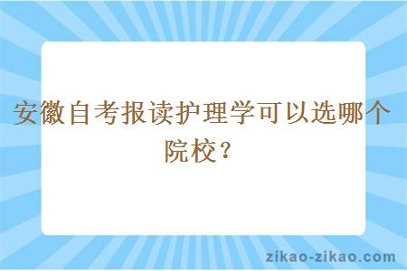 安徽自考报读护理学可以选哪个院校?