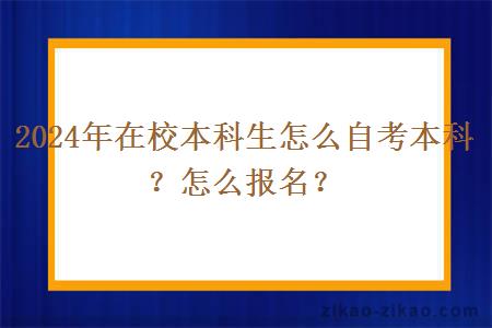 2024年在校本科生怎么自考本科?怎么报名?