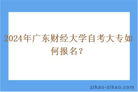 2024年广东财经大学自考大专如何报名?