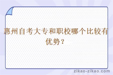 惠州自考大专和职校哪个比较有优势?