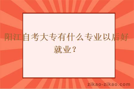 阳江自考大专有什么专业以后好就业?