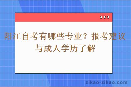 阳江自考有哪些专业?报考建议与成人学历了解