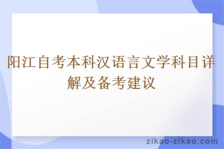 阳江自考本科汉语言文学科目详解及备考建议