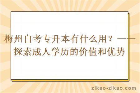 梅州自考专升本有什么用？——探索成人学历的价值和优势