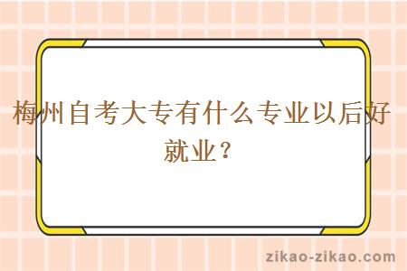 梅州自考大专有什么专业以后好就业?
