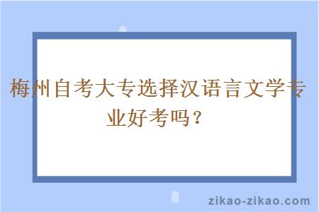 梅州自考大专选择汉语言文学专业好考吗？