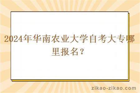 2024年华南农业大学自考大专哪里报名？