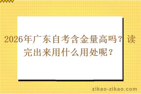 2026年广东自考含金量高吗？读完出来用什么用处呢？