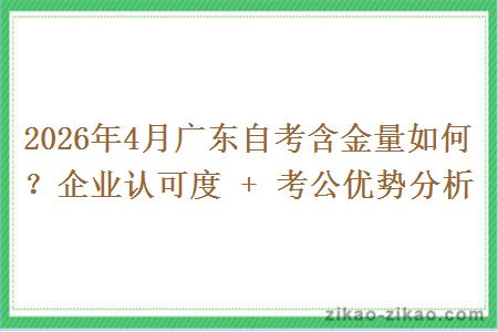 2026年4月广东自考含金量如何?企业认可度 + 考公优势分析