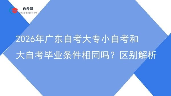 2026年广东自考大专小自考和大自考毕业条件相同吗？区别解析图片