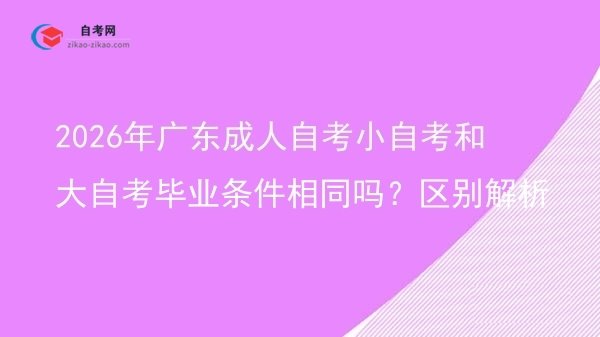 2026年广东成人自考小自考和大自考毕业条件相同吗?区别解析图片